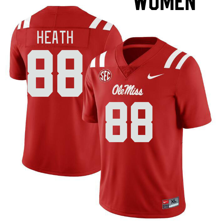 Women #88 Kyirin Heath Ole Miss Rebels College Football Jerseyes Stitched Sale-Red